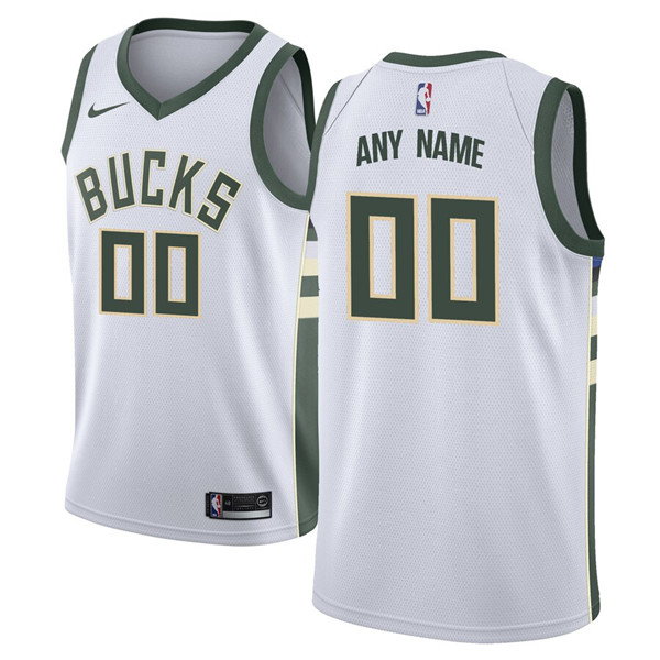 Men's Milwaukee Bucks Active Player White Custom Stitched NBA Jersey